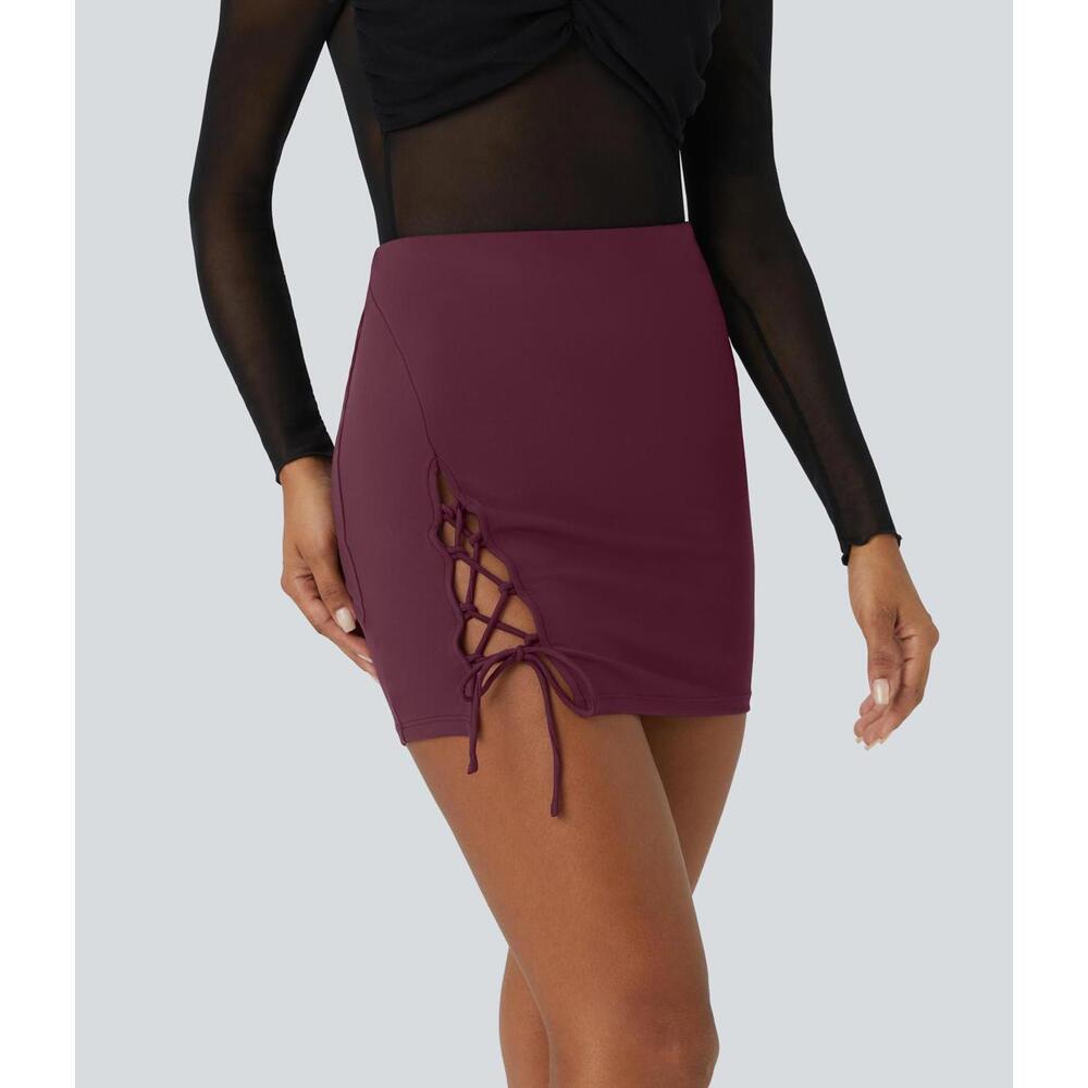 NWT Halara High Waisted Crisscross Lace Up Bodycon Mini skirt - Size‎ Medium